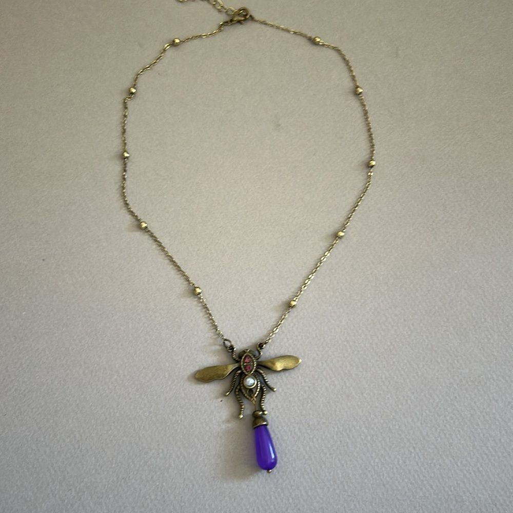 Free People Gold and Purple Bee Necklace - Picture 2 of 3